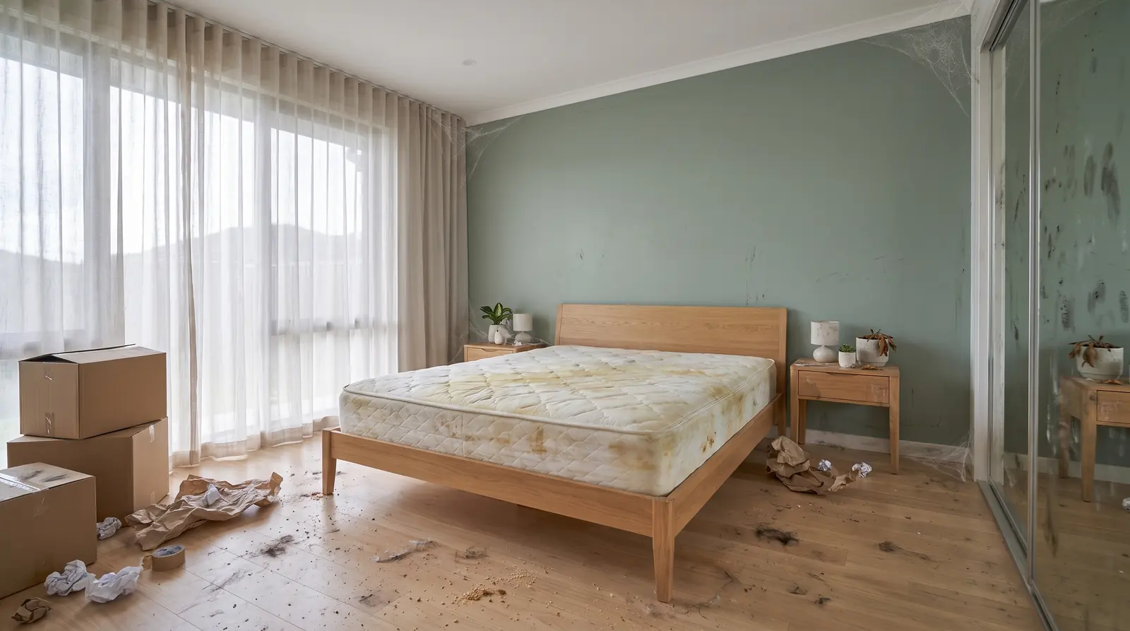 The same bedroom before cleaning