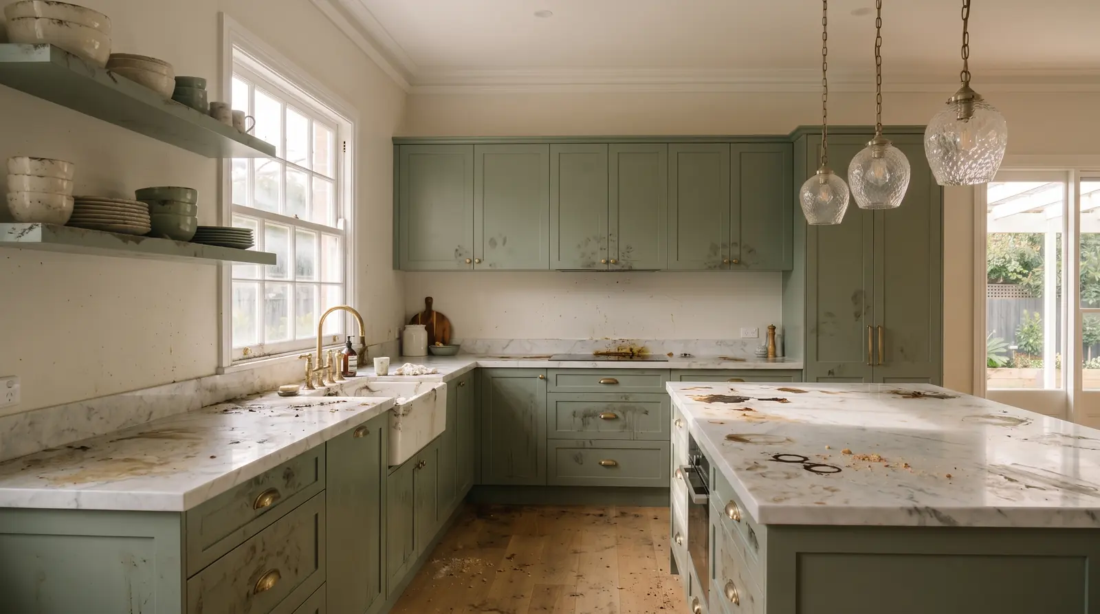 The same kitchen before cleaning